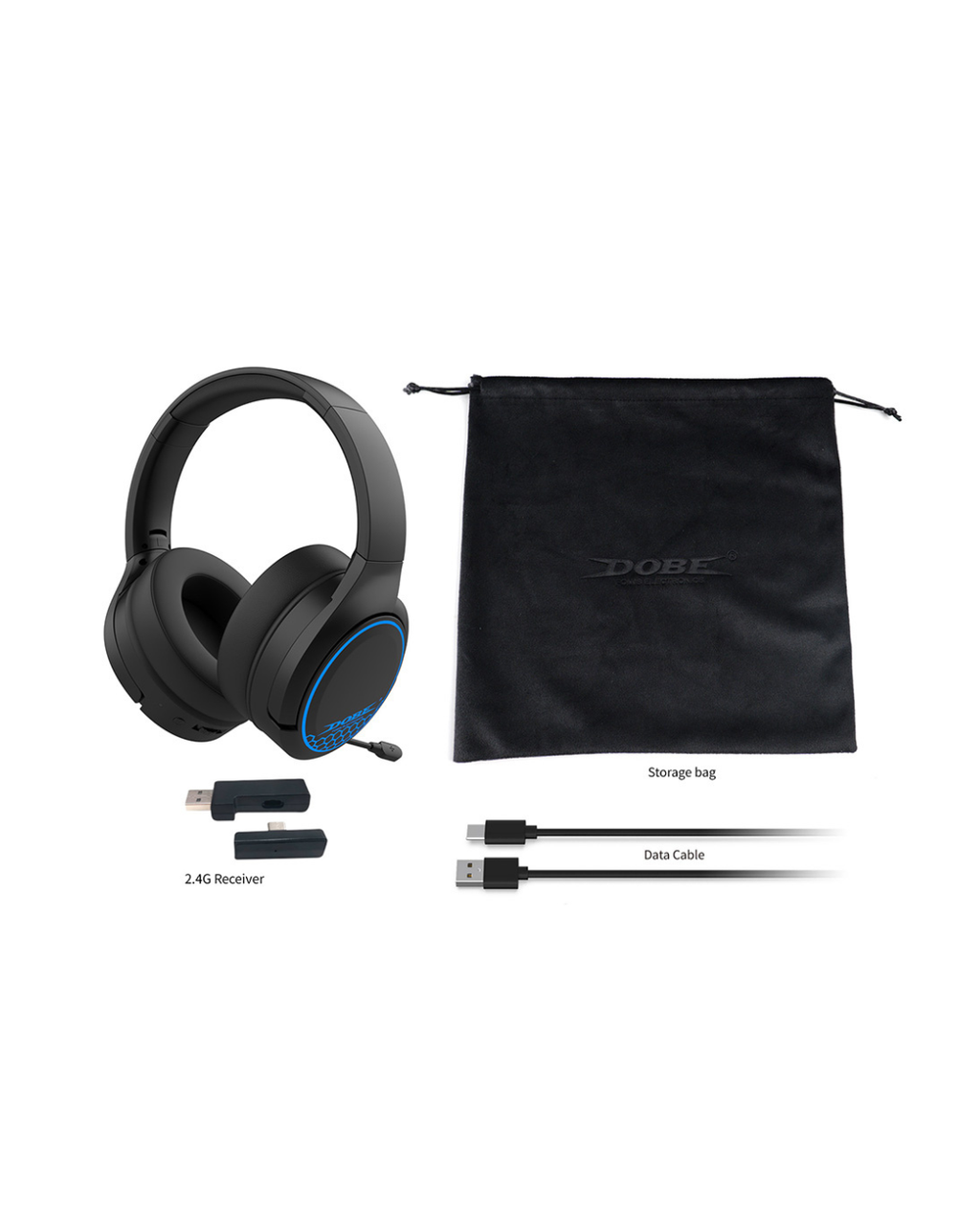 Kufje për lojëra Dobe TP5-35110 RGB me modalitet të dyfishtë 2.4G për PS5-PS4-PC-Telefon