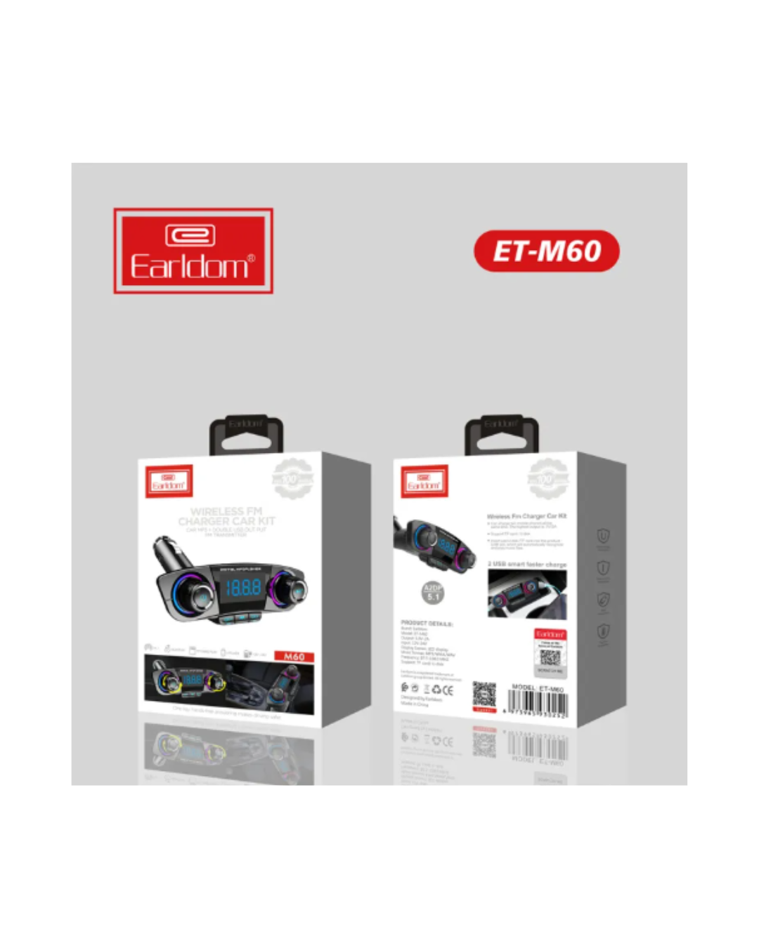 Transmetues FM Bluetooth Earldom për Makinë me Ekran