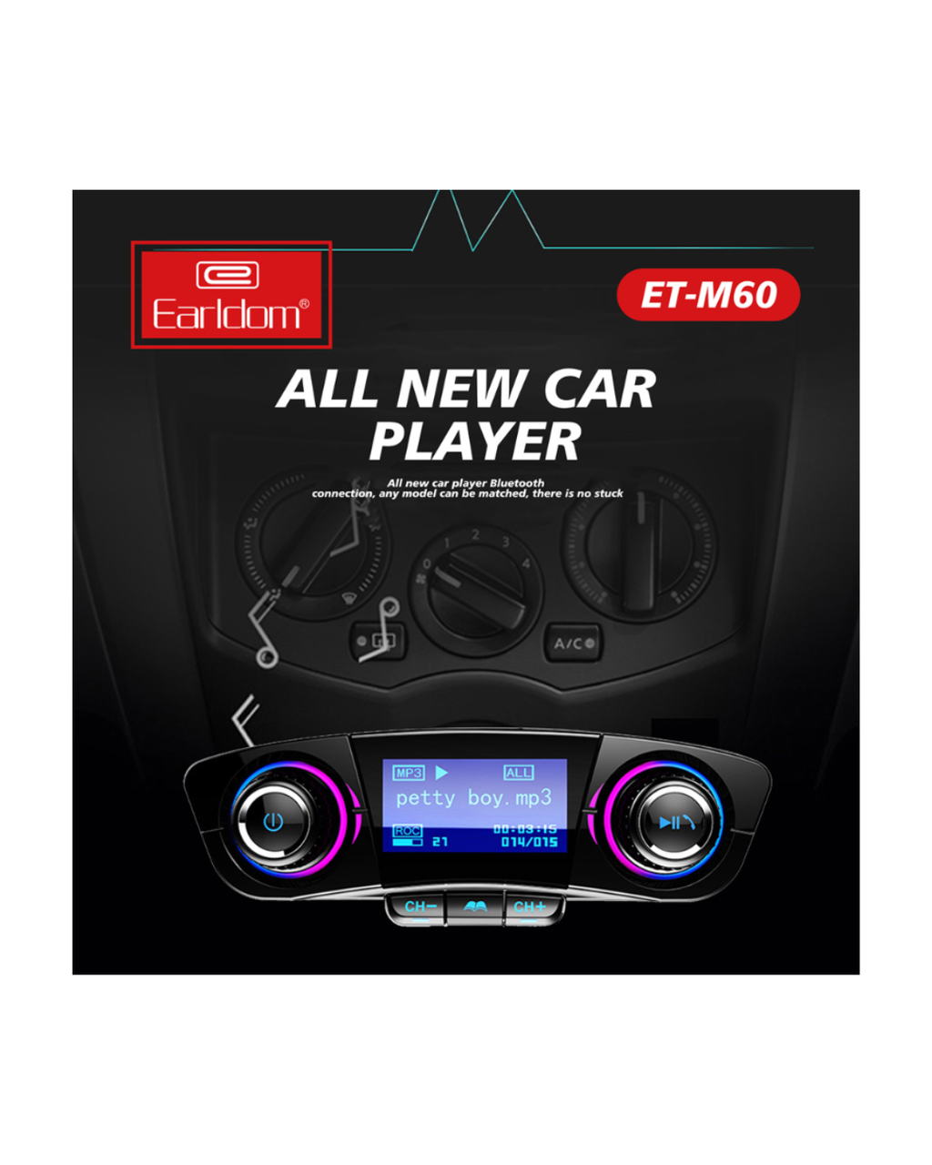 Transmetues FM Bluetooth Earldom për Makinë me Ekran