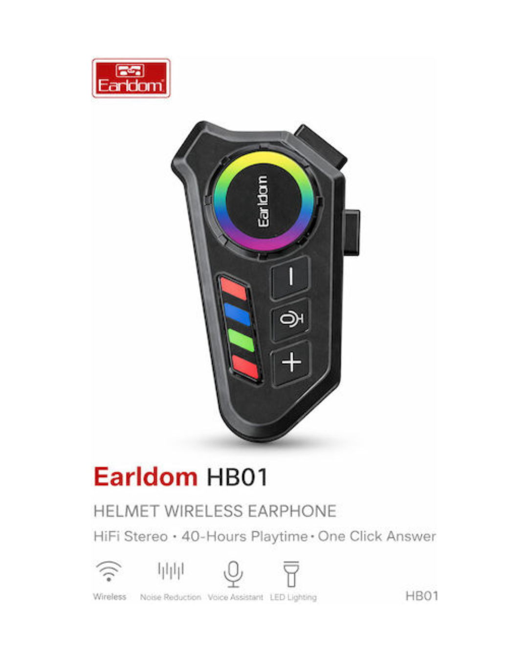 Kufje për Helmetë Earldom HB01 me LED, 800mAh, i zi