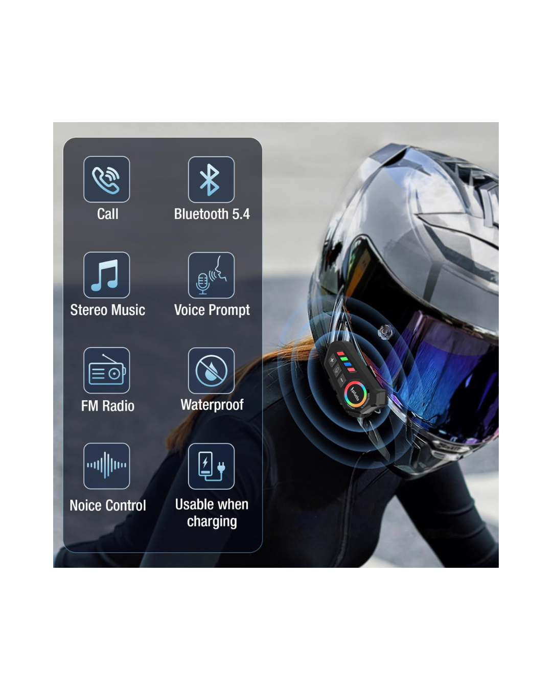 Kufje për Helmetë Earldom HB01 me LED, 800mAh, i zi