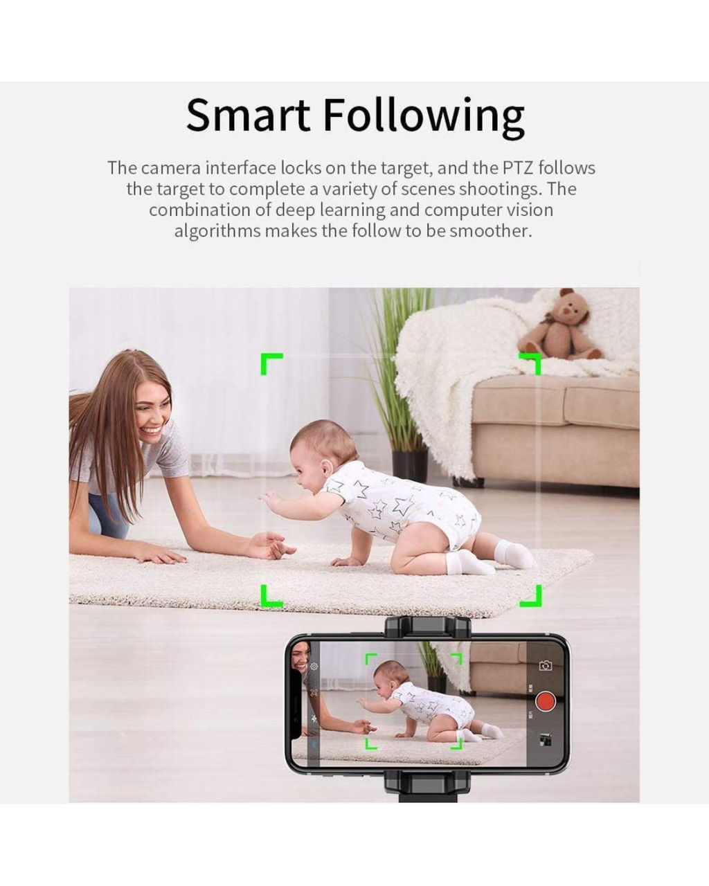 Mbajtëse Kamera Inteligjente Personale me Gjurmim Automatik Rrotullim 360°
