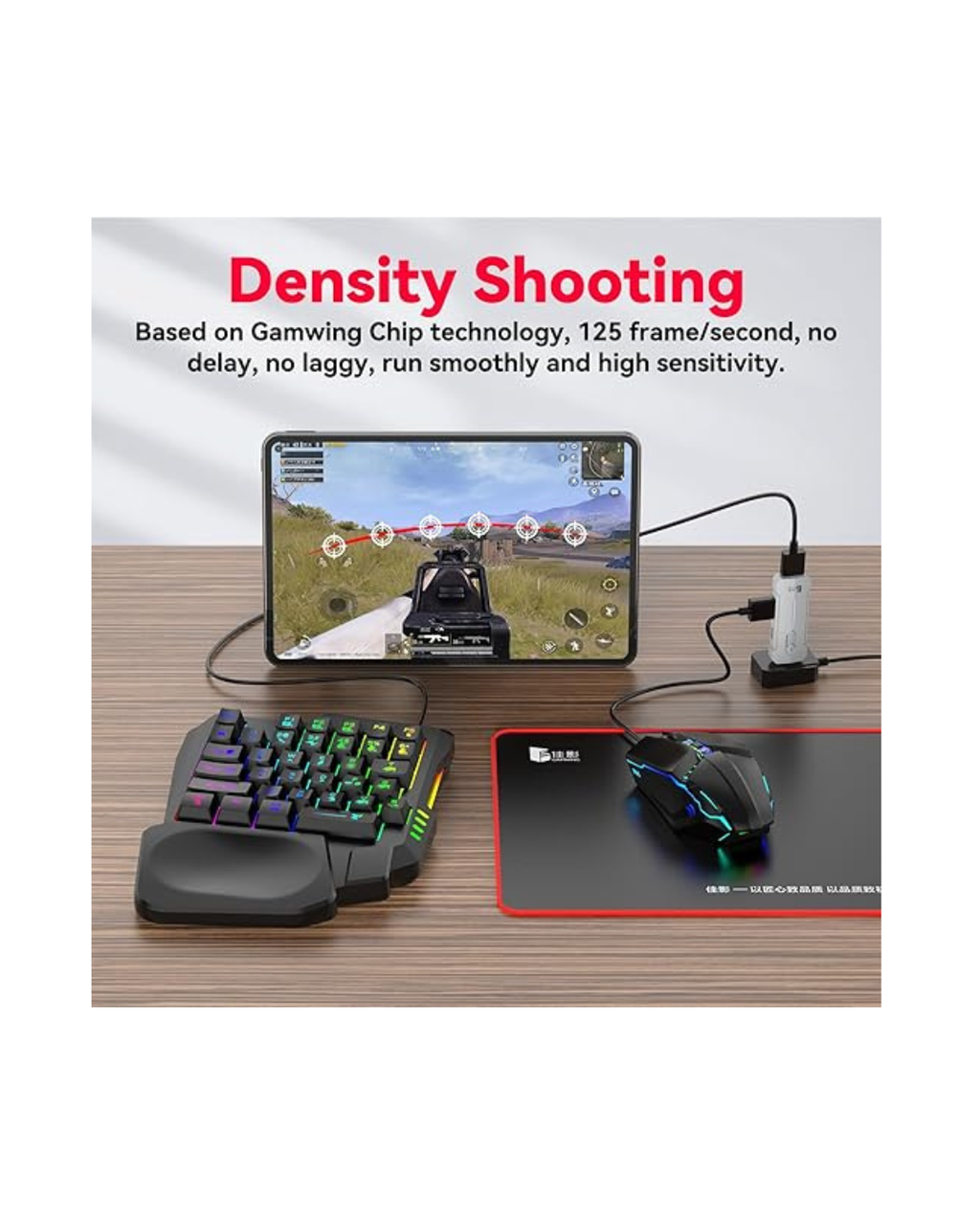Tastierë dhe Maus 5 në 1 Mini për Lojëra RGB dhe Mbajtëse Celulari