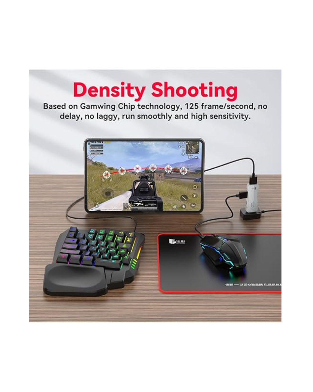 Tastierë dhe Maus 5 në 1 Mini për Lojëra RGB dhe Mbajtëse Celulari