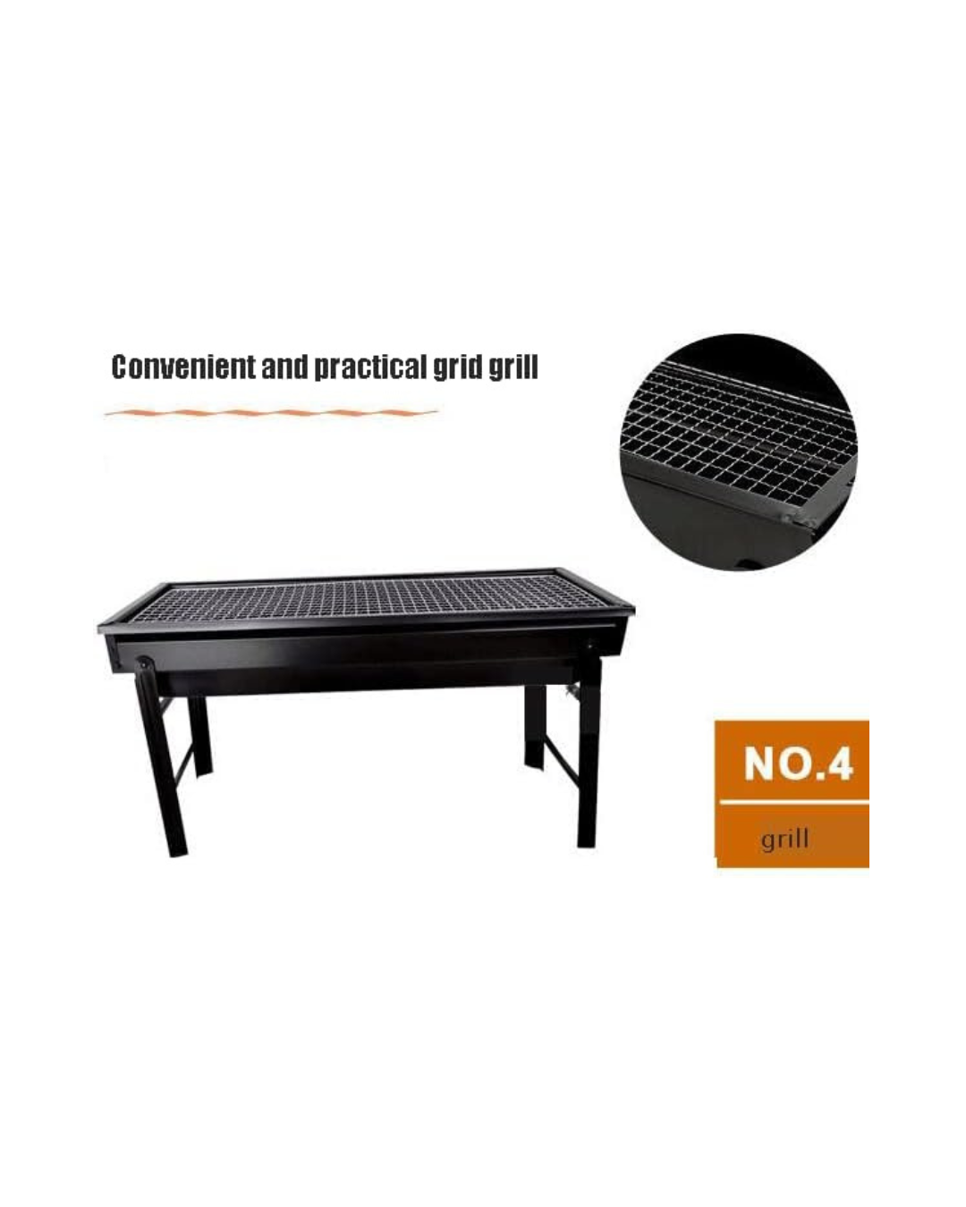 Skarë portative për barbecue për piknik, kamping, udhëtim, e zezë