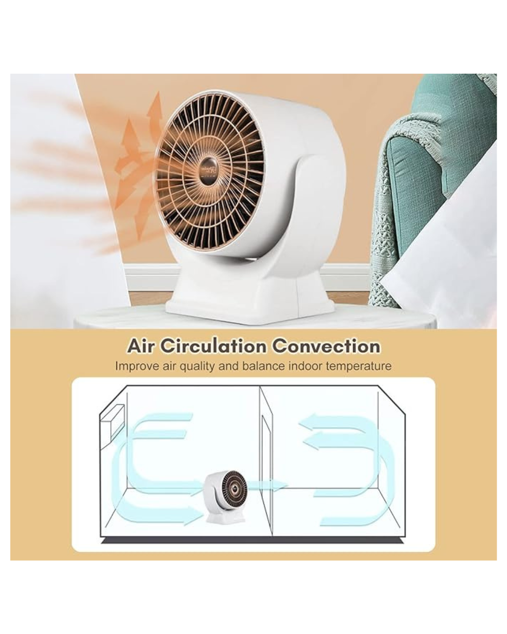 Ngrohës elektrik për tavolinë 800W për dhomë gjumi, zyrë, tavolinë