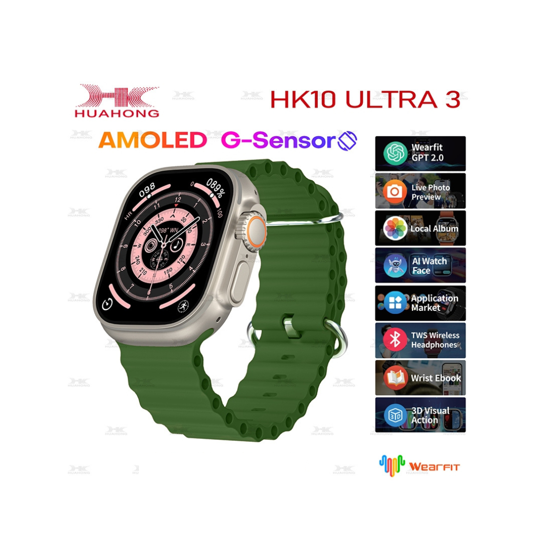 HK10 Ultra 3-AMOLED Orë inteligjente me ChatGPT Compass G-Sensor