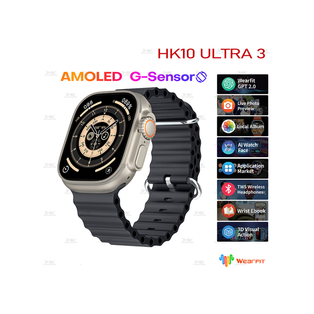HK10 Ultra 3-AMOLED Orë inteligjente me ChatGPT Compass G-Sensor