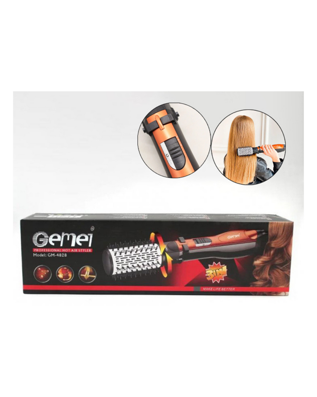 Tharëse e flokëve rrotulluese 3në 1