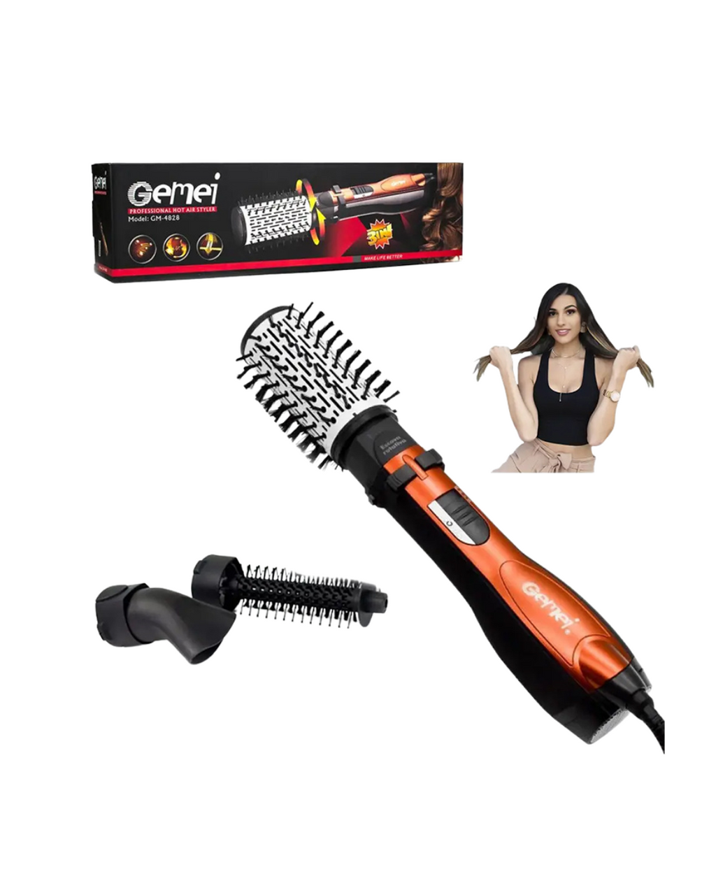 Tharëse e flokëve rrotulluese 3në 1