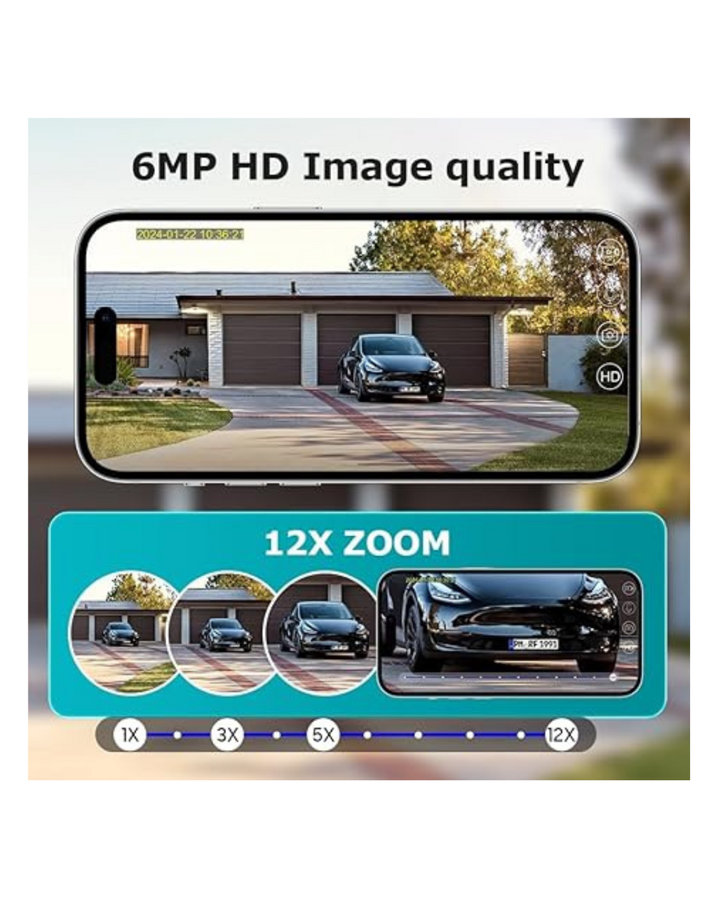 Kamera Solare e sigurisë 6MP 2.4G WIFI me zmadhim 12X 355°