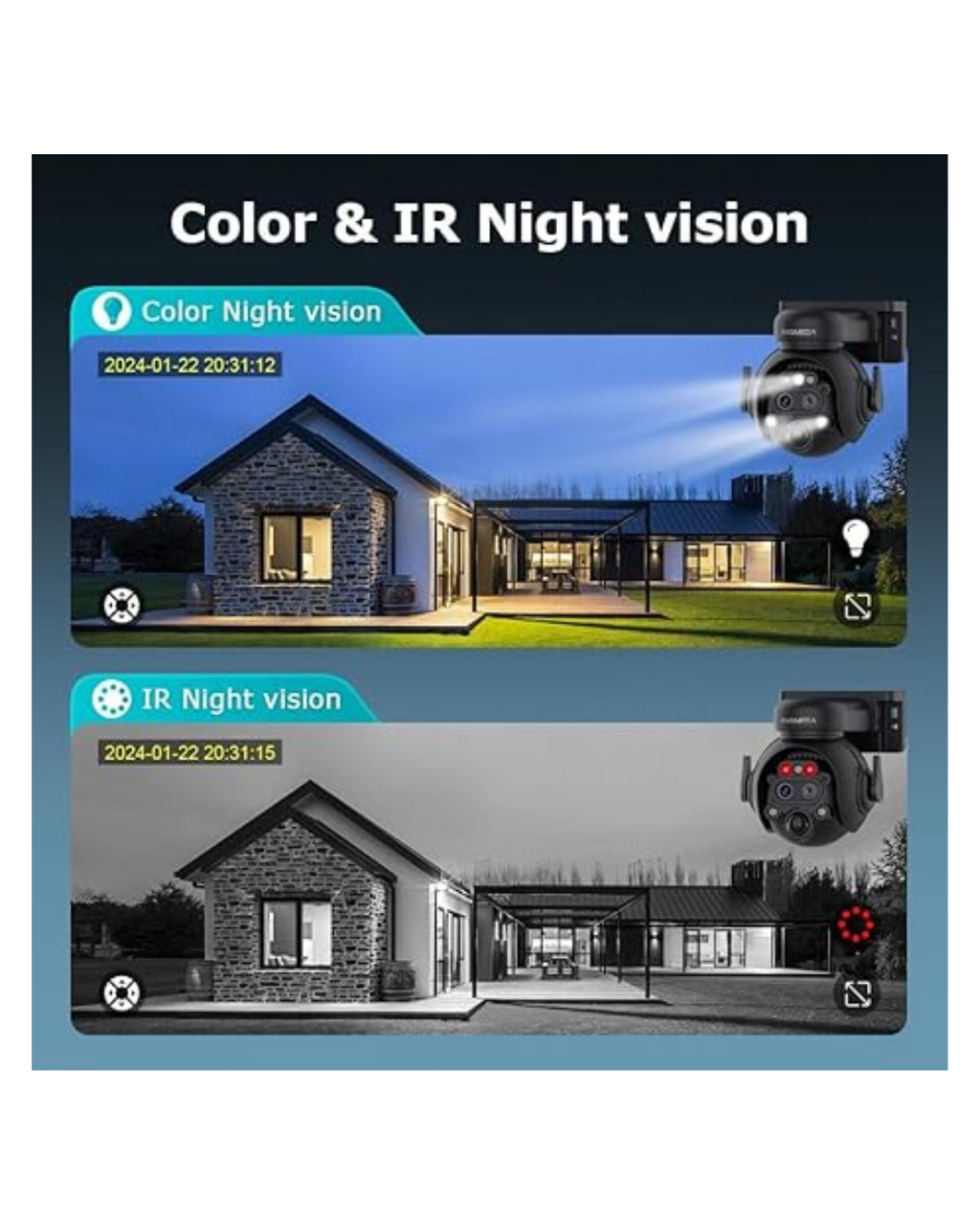 Kamera Solare e sigurisë 6MP 2.4G WIFI me zmadhim 12X 355°