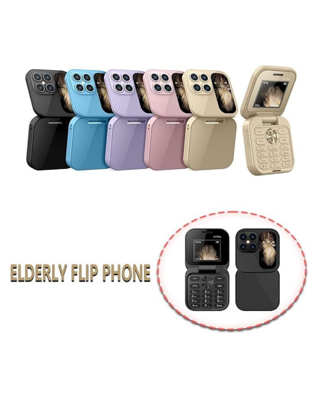 Telefon celular i17 PRO Mini i palosshëm, me ekran të vogël me 2 karta SIM.