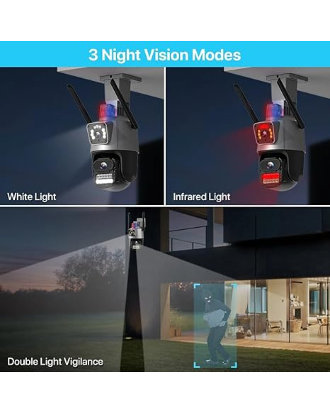 Kamera Sigurie WiFi ICSEE 3K 6MP PTZ me Dy Lente me Detektim Njerëzor