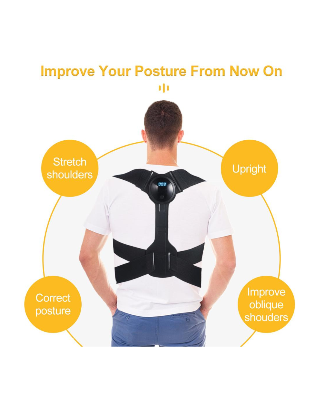 Rrip inteligjent korrigjues shpine me ekran LCD me dridhje të rregullueshme