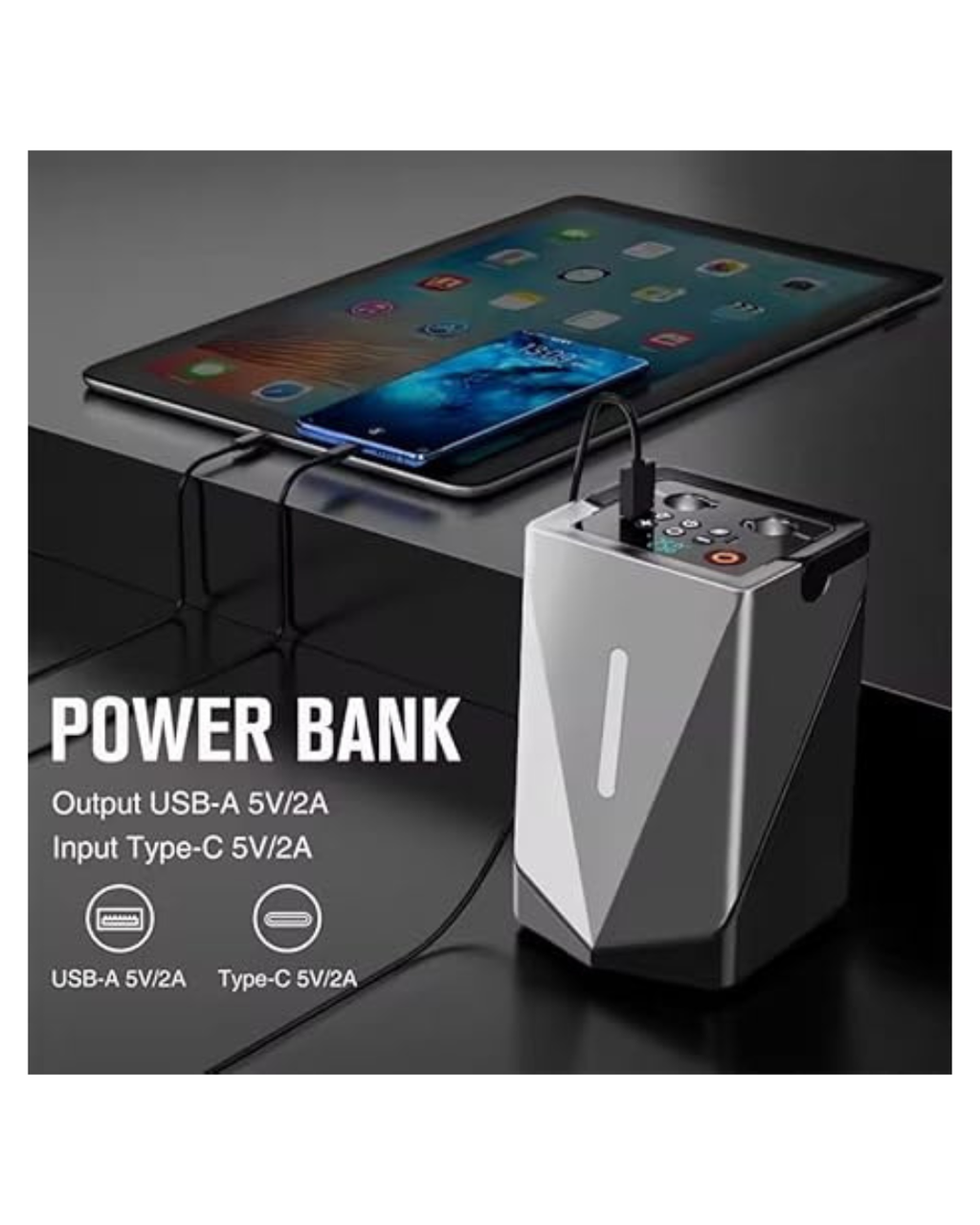 Jump starter për makinë shumëfunksionale me pompë ajri dhe fryrës 150PSI