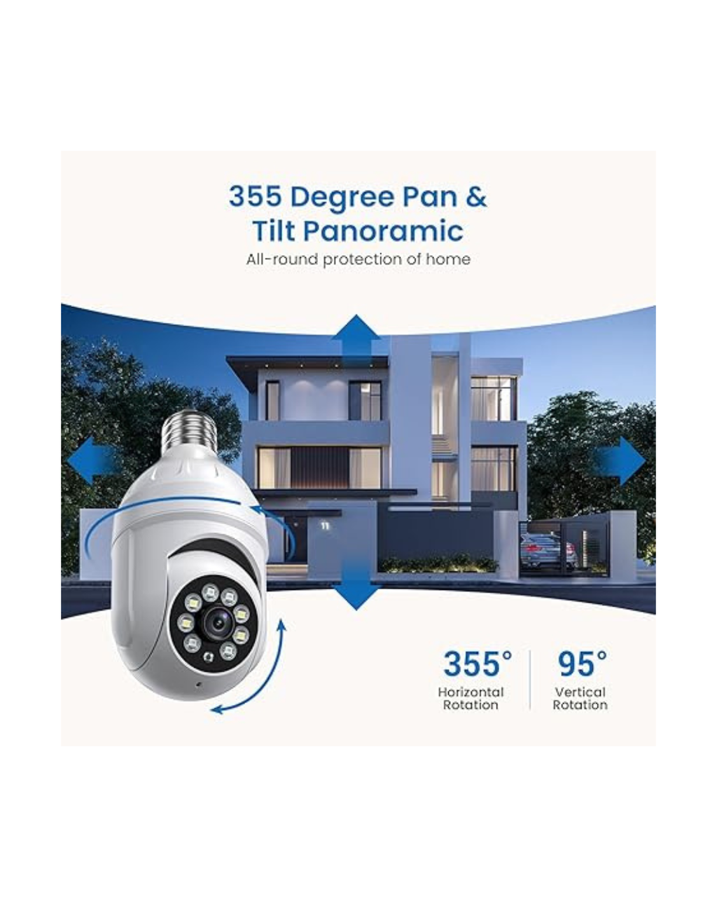Kamerë Sigurie BITEPASS 1080p Kupole 355° me Ai, e bardhë