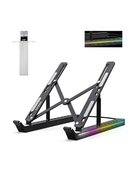 Mbështetëse Laptopi e Rregullueshme me Drita LED RGB, Portative 10-15.6”