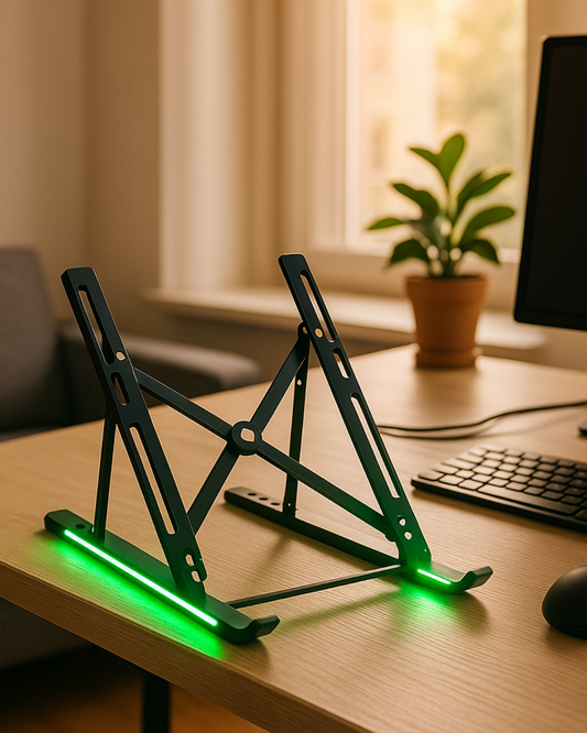 Mbështetëse Laptopi e Rregullueshme me Drita LED RGB, Portative 10-15.6”