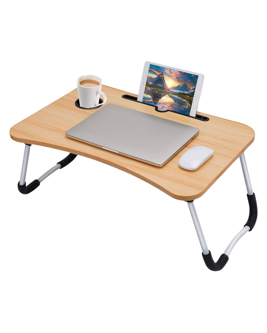 Tavolinë e palosshme për laptop në prehër me mbajtëse gotash