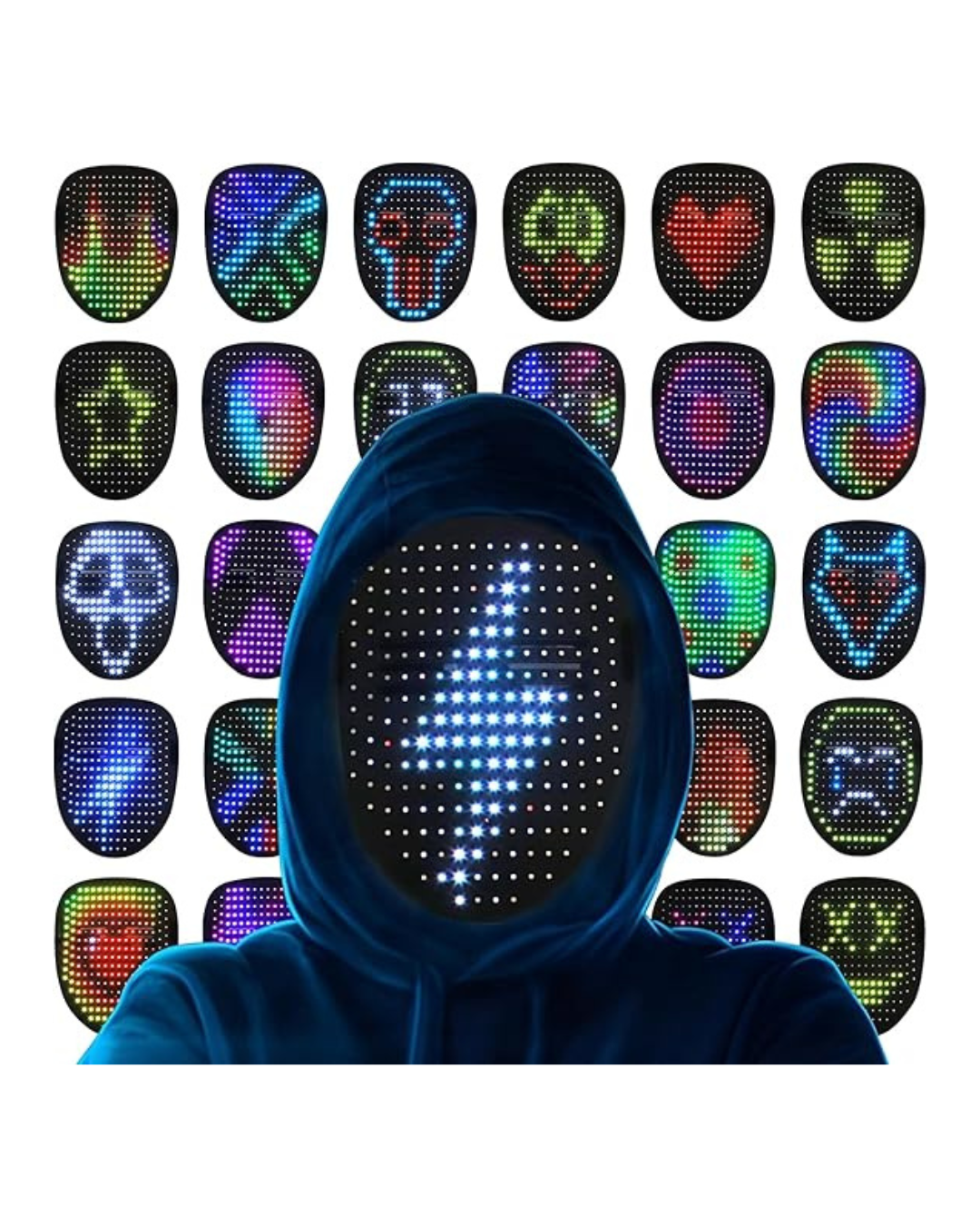 Maskë LED për fytyrën me Kontroll dhe Modaliteteme Ngjyra të Plota RGB - E Rikarikueshme