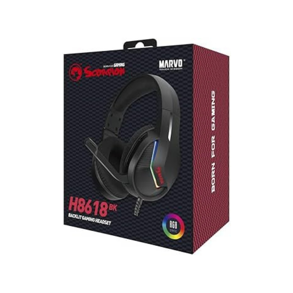 Kufje Gaming MARVO me mikrofon H8618, RGB