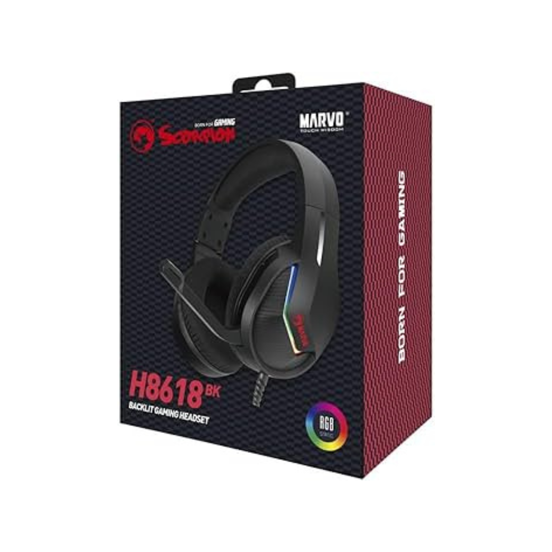 Kufje Gaming MARVO me mikrofon H8618, RGB