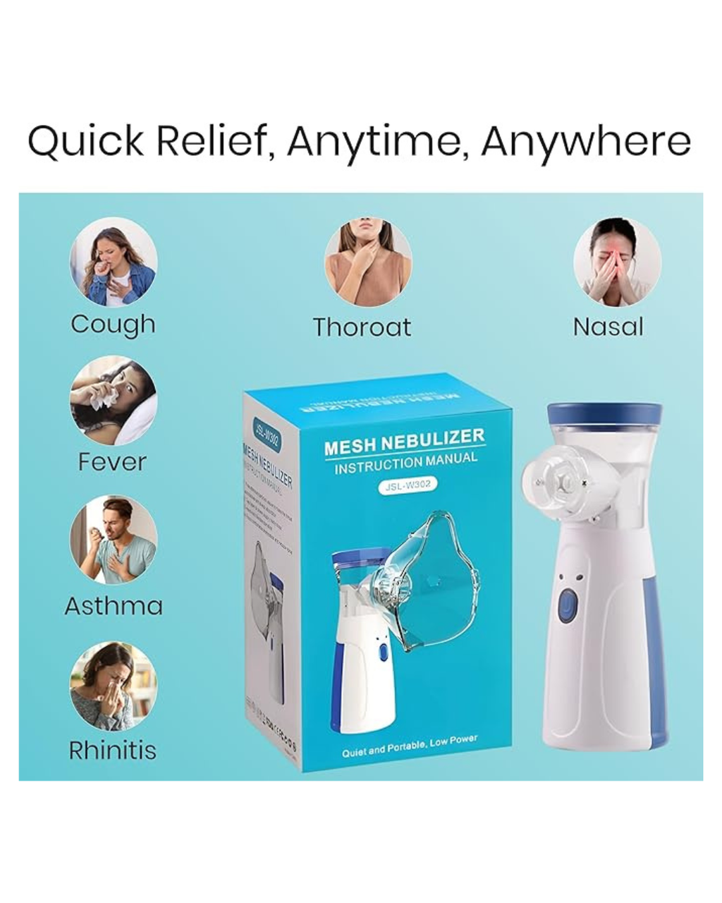 Nebulizator portativ me rrjetë ultrasonike për fëmijë dhe të rritur