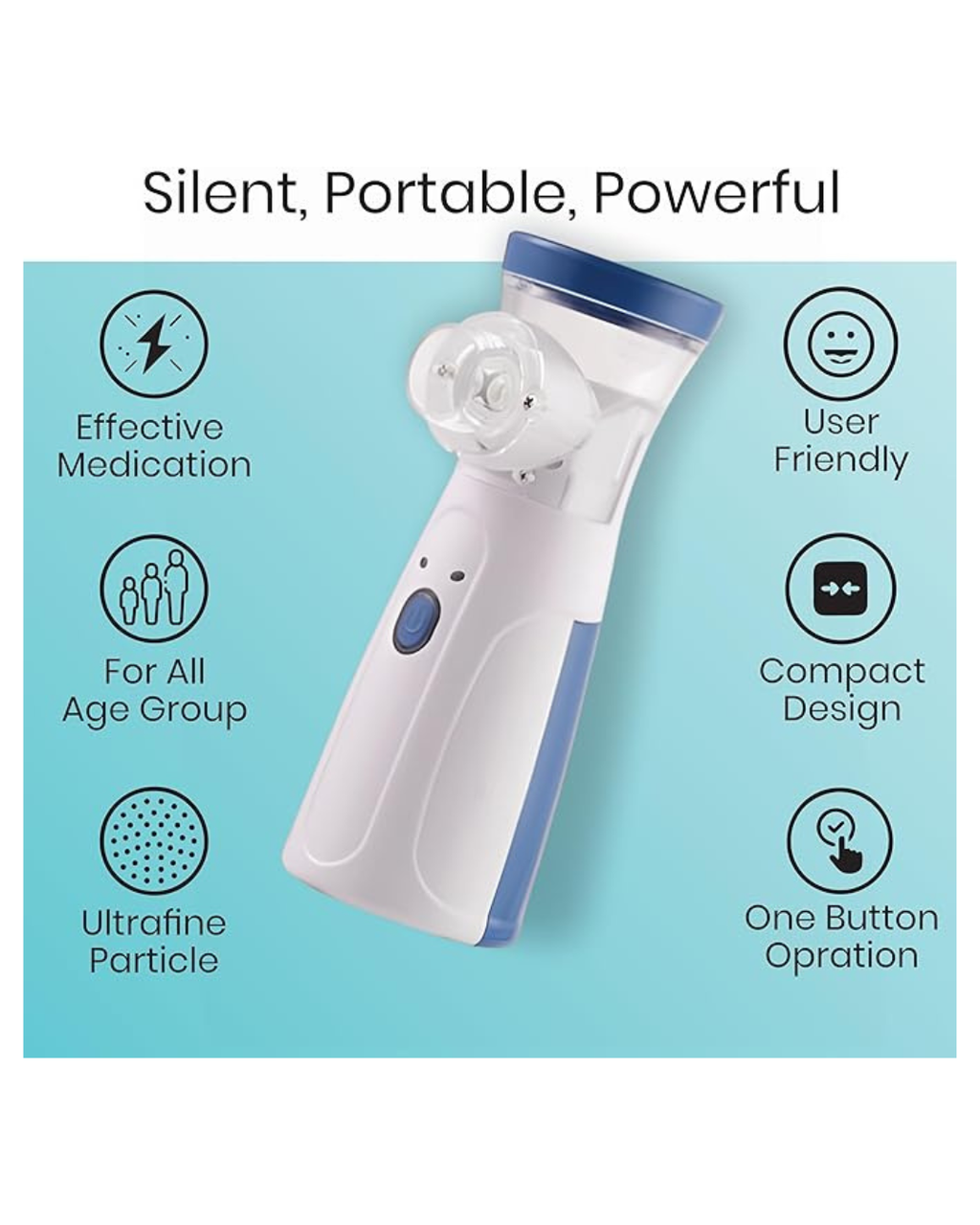 Nebulizator portativ me rrjetë ultrasonike për fëmijë dhe të rritur