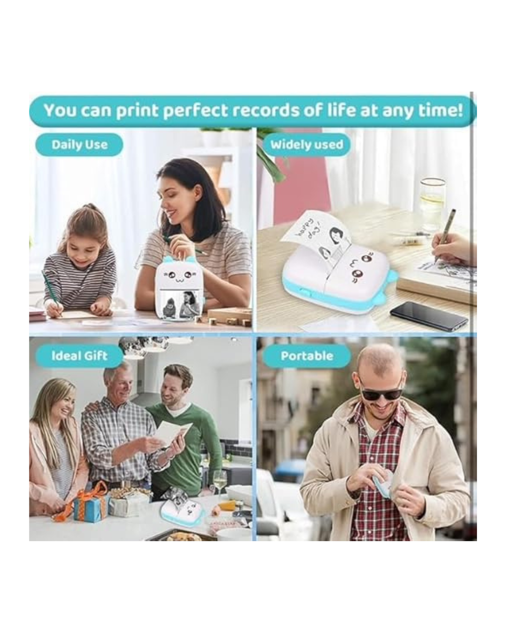 Printer termik mini Bluetooth foto/skica/tekst/etiketa për sisteme Android dhe iOS