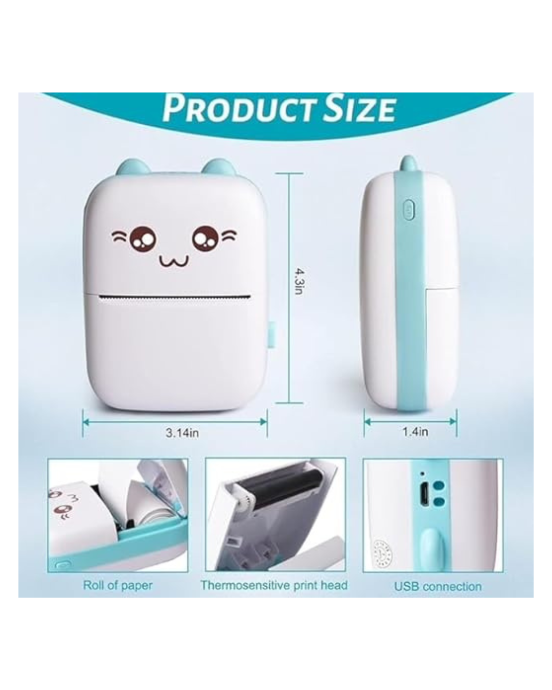 Printer termik mini Bluetooth foto/skica/tekst/etiketa për sisteme Android dhe iOS