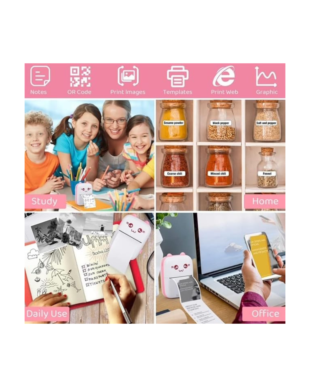 Printer termik mini Bluetooth foto/skica/tekst/etiketa për sisteme Android dhe iOS
