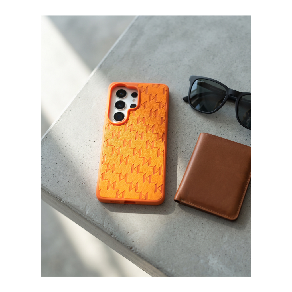 Case nga silikoni premium me teksturë me MagSafe S26 Ultra, orange