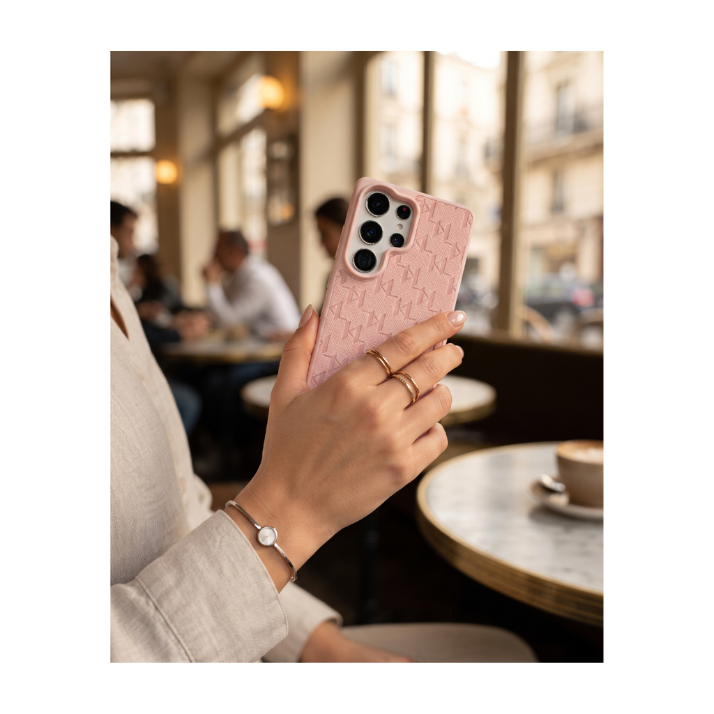Case nga silikoni premium me teksturë me MagSafe S26 Ultra, pink