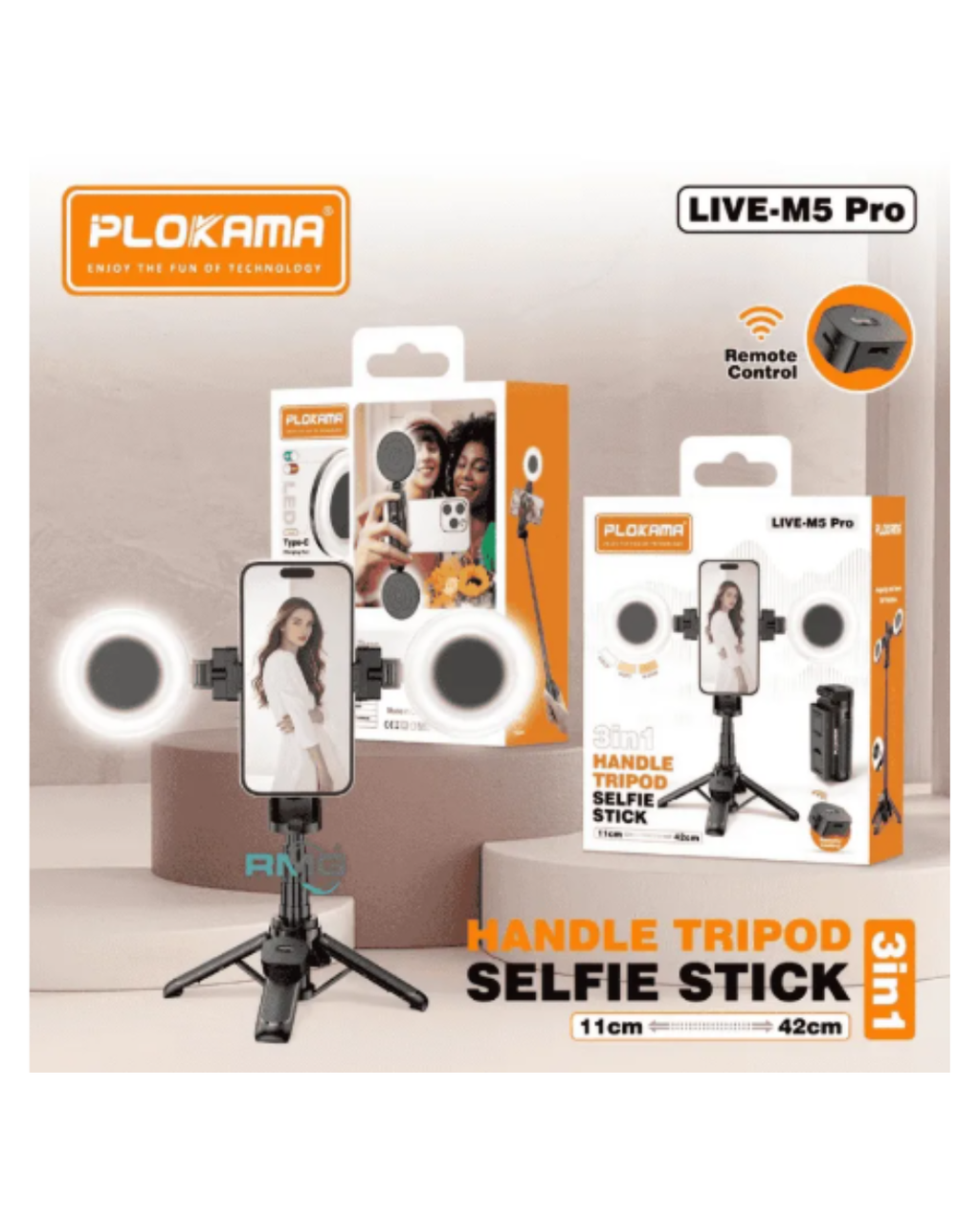Shkop Selfie me Tripod dhe Dorezë 3-në-1 Plokama Live M5 Pro