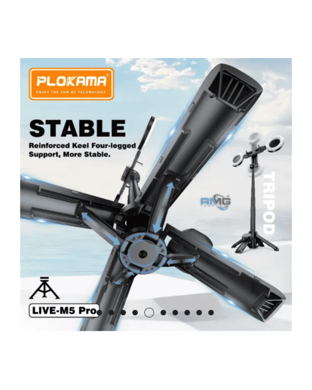 Shkop Selfie me Tripod dhe Dorezë 3-në-1 Plokama Live M5 Pro