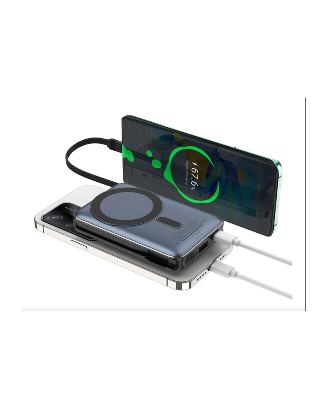 Powerbank Earldom PD60 20000mAh me kabllo të integruar USB-C, e Bardhë