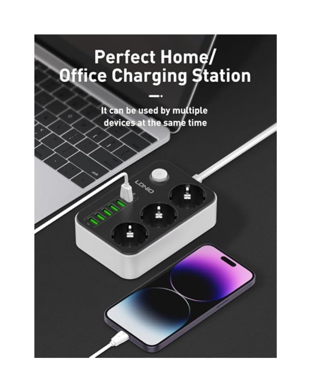 Shpërndarës rryme LDNIO SE3631 me 3 priza dhe 6 porta USB