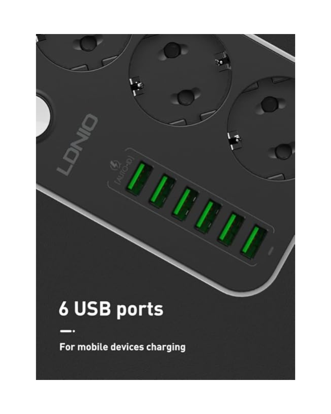 Shpërndarës rryme LDNIO SE3631 me 3 priza dhe 6 porta USB