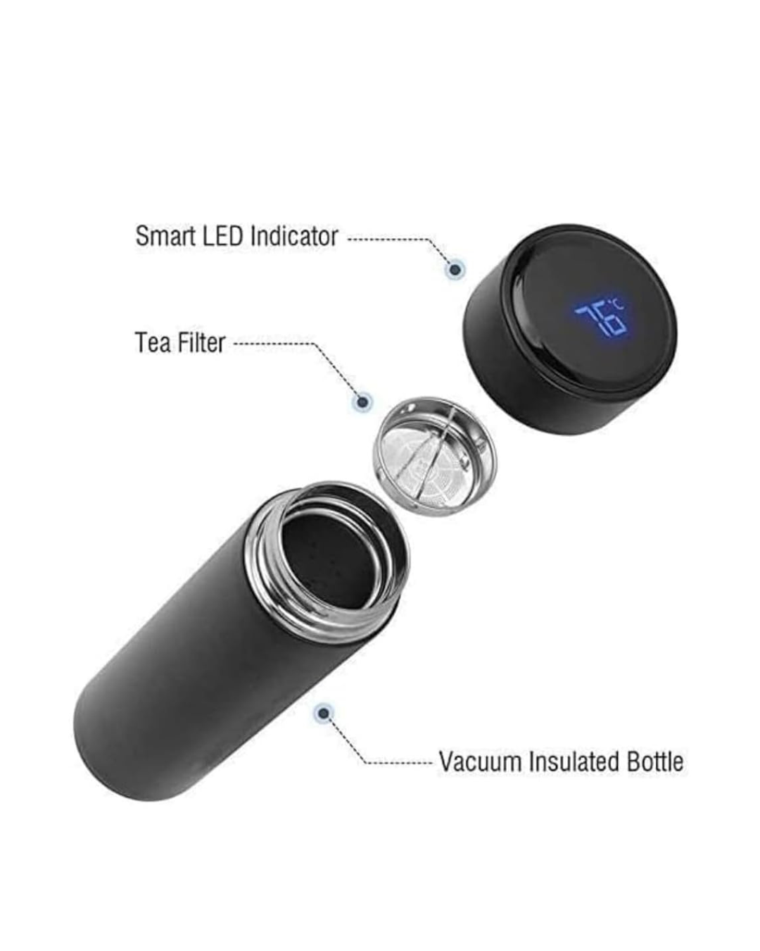 Termos termal inteligjent me ekran LED, çelik inox