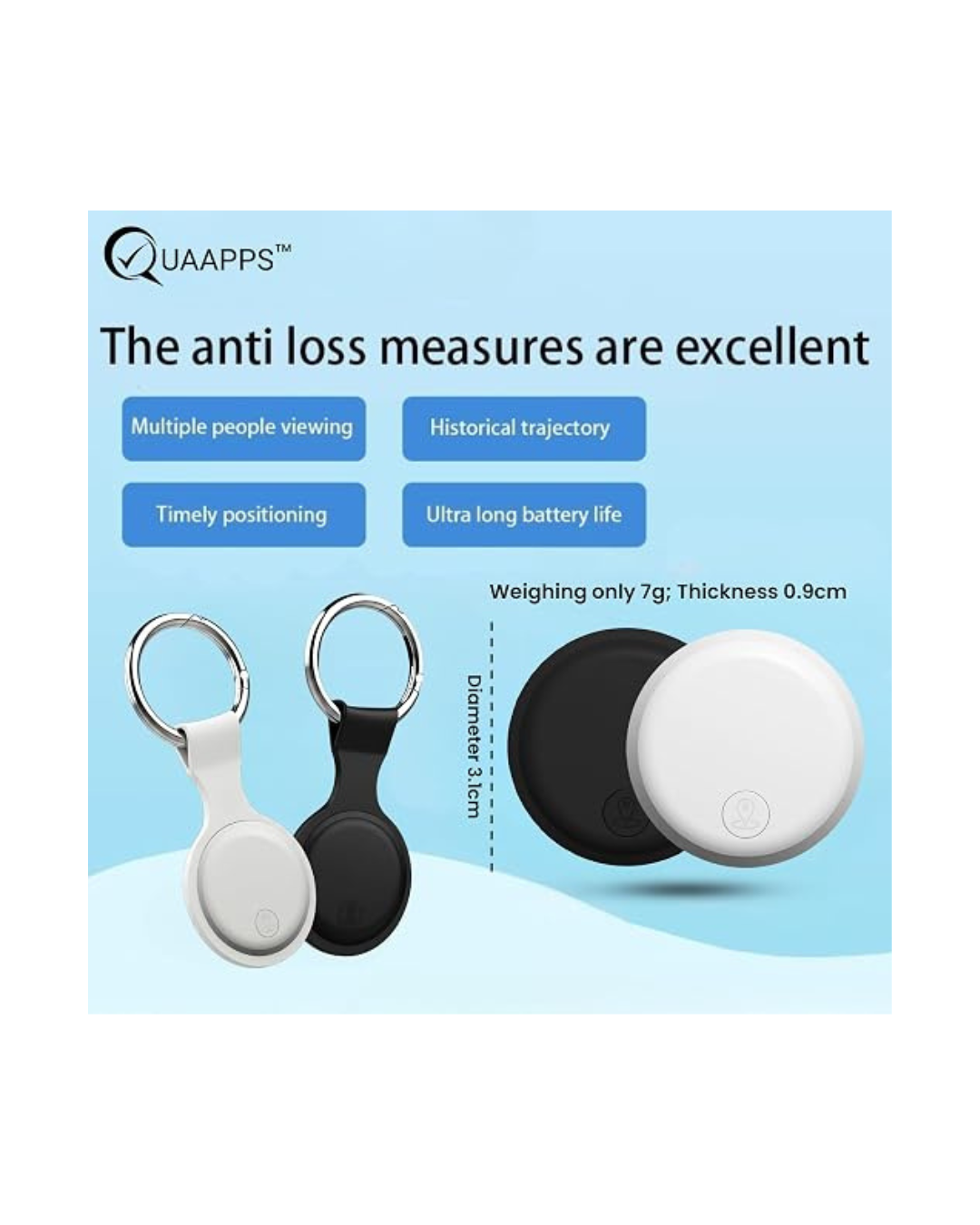 Smart Tag GPS Sistem global gjurmimi për IOS & Android, i zi