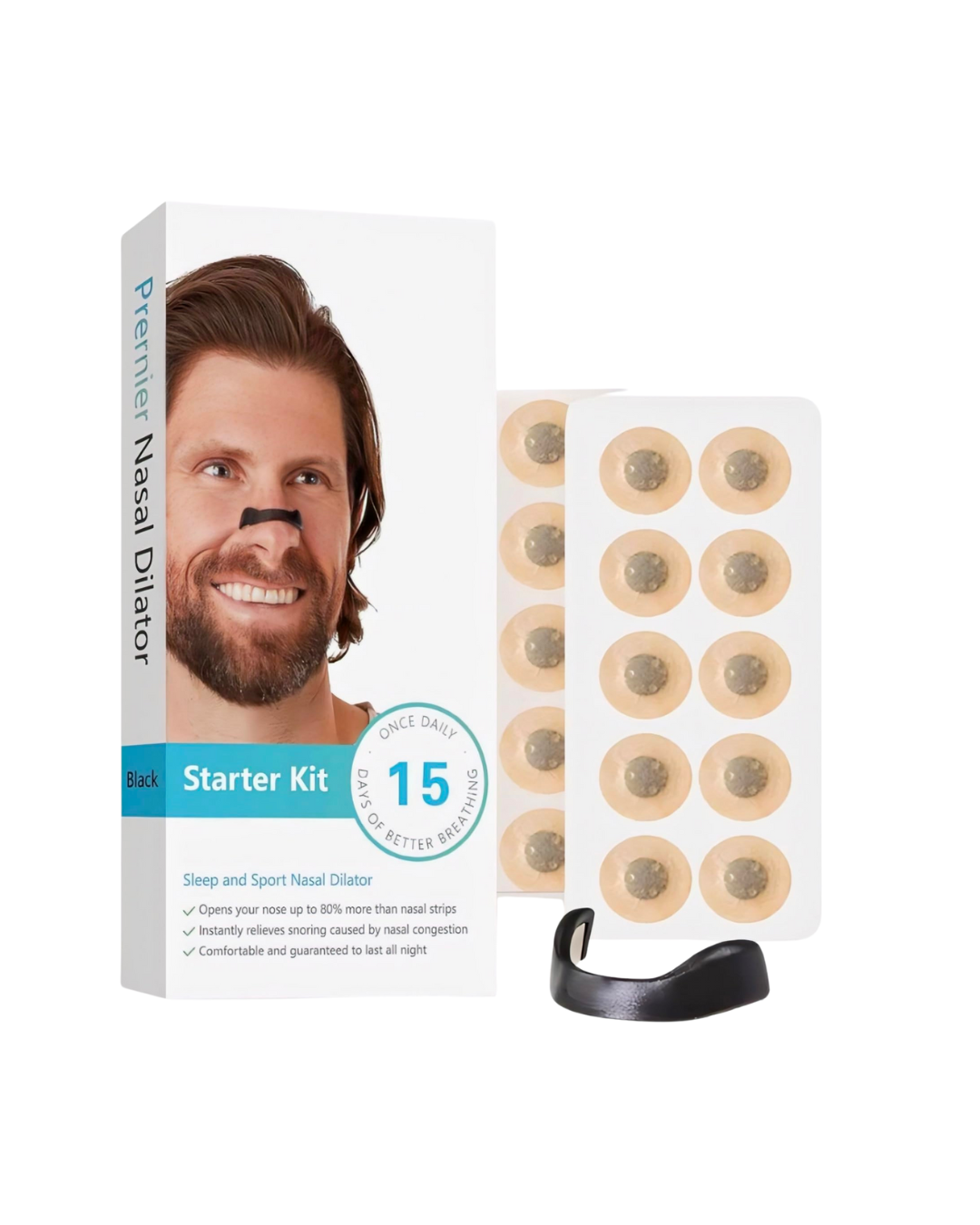 Kit Fillestar për Dilatator Nazal për Gjumë dhe Sport, Furnizim 15 Ditësh, Shirit Nazal për Frymëmarrje