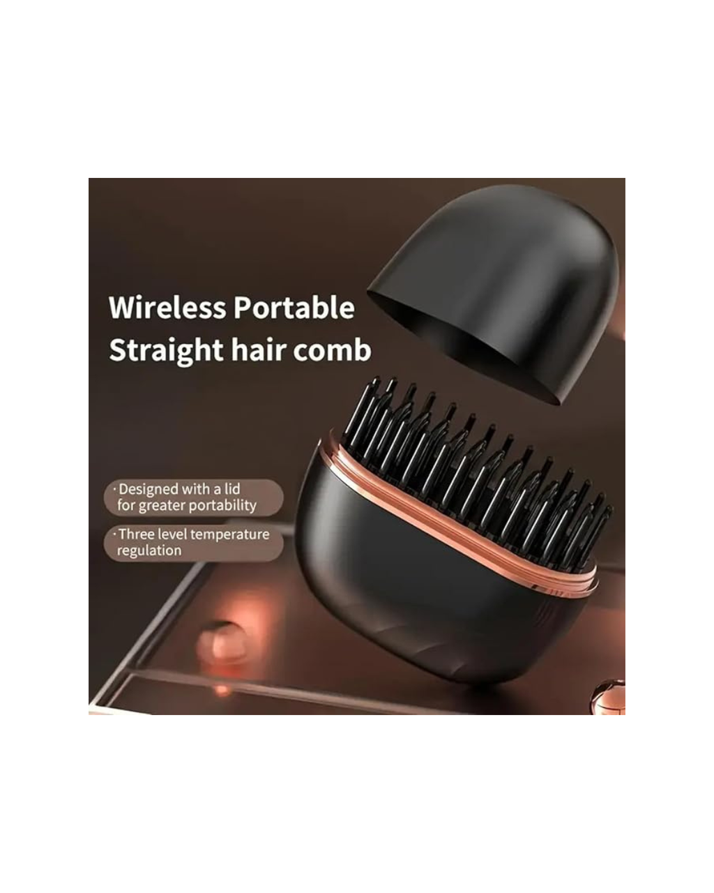 Mini drejtues flokësh Hb-208 për femra kontroll temperature, i zi/rose gold