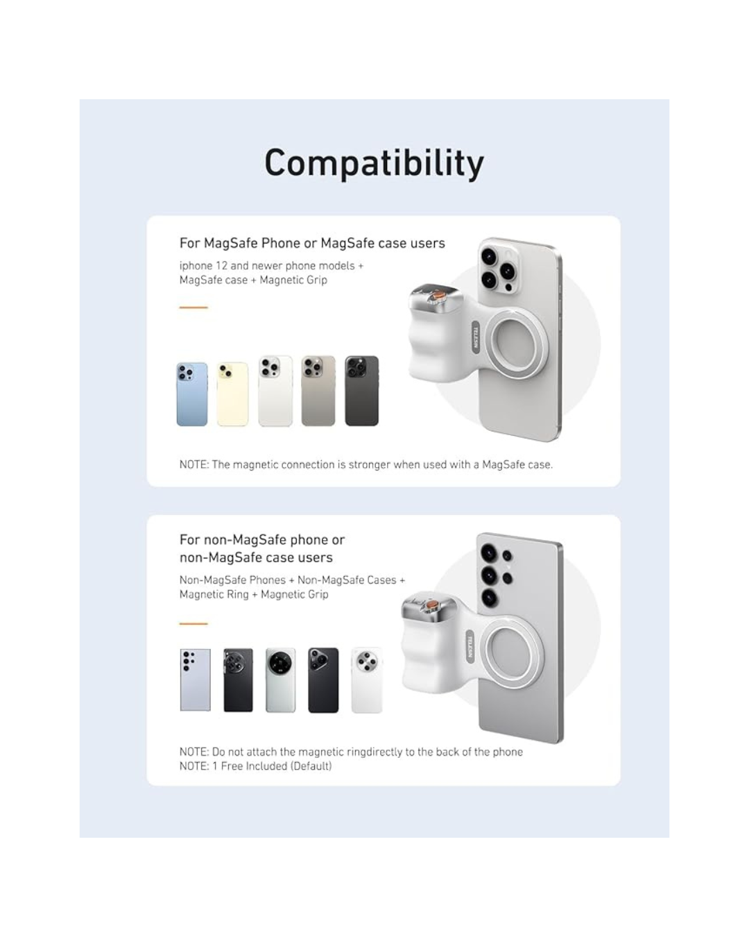 Kamerë magnetike për telefon, TELESIN DSLR për iPhone dhe Android, e bardhë