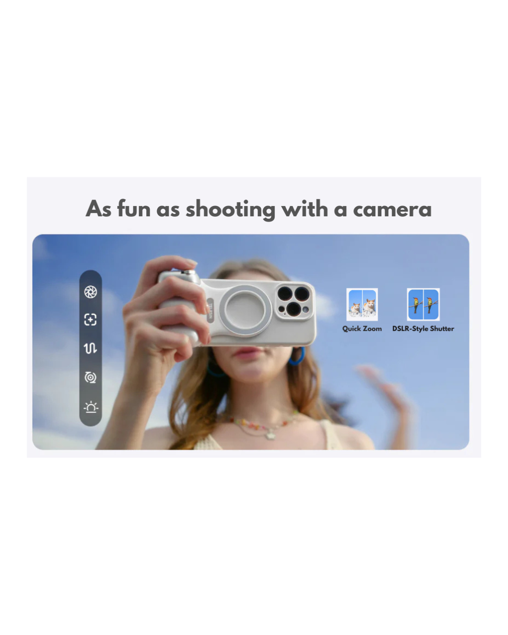 Kamerë magnetike për telefon, TELESIN DSLR për iPhone dhe Android, e bardhë
