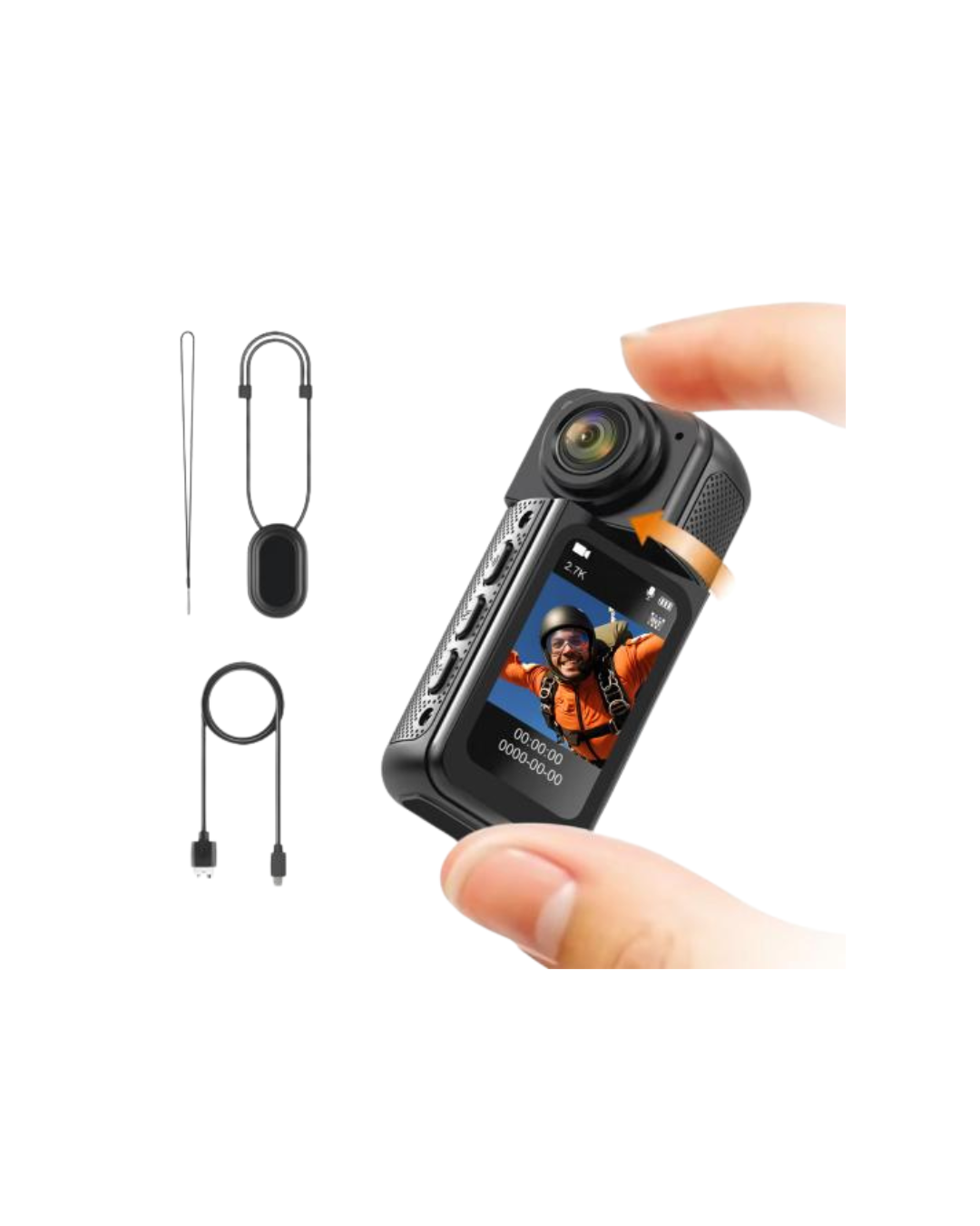 Thumb Kamera 2,7K me trup magnetik me lente rrotulluese 180°