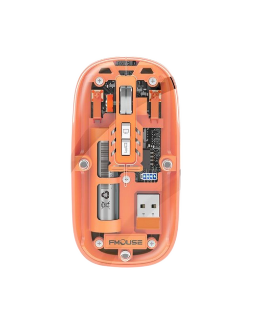 Maus magnetik transparent M233, i rikarikueshëm me valë Bluetooth 2.4G (Orange Color)