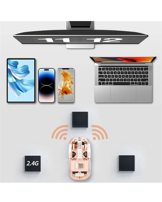 Maus magnetik transparent M233, i rikarikueshëm me valë Bluetooth 2.4G (Pink Color)