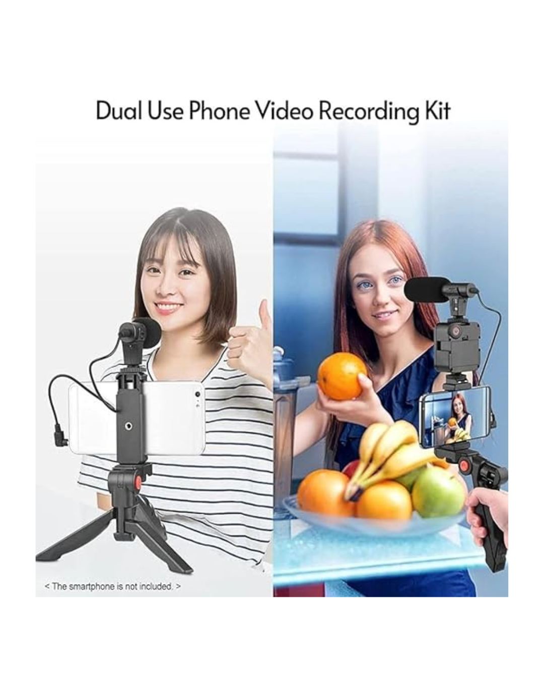Kit për Video 6 në 1 për telefon (me Tripod), Mini LED + Mikrofon Kardioid + Kapëse Telefoni + Tripod