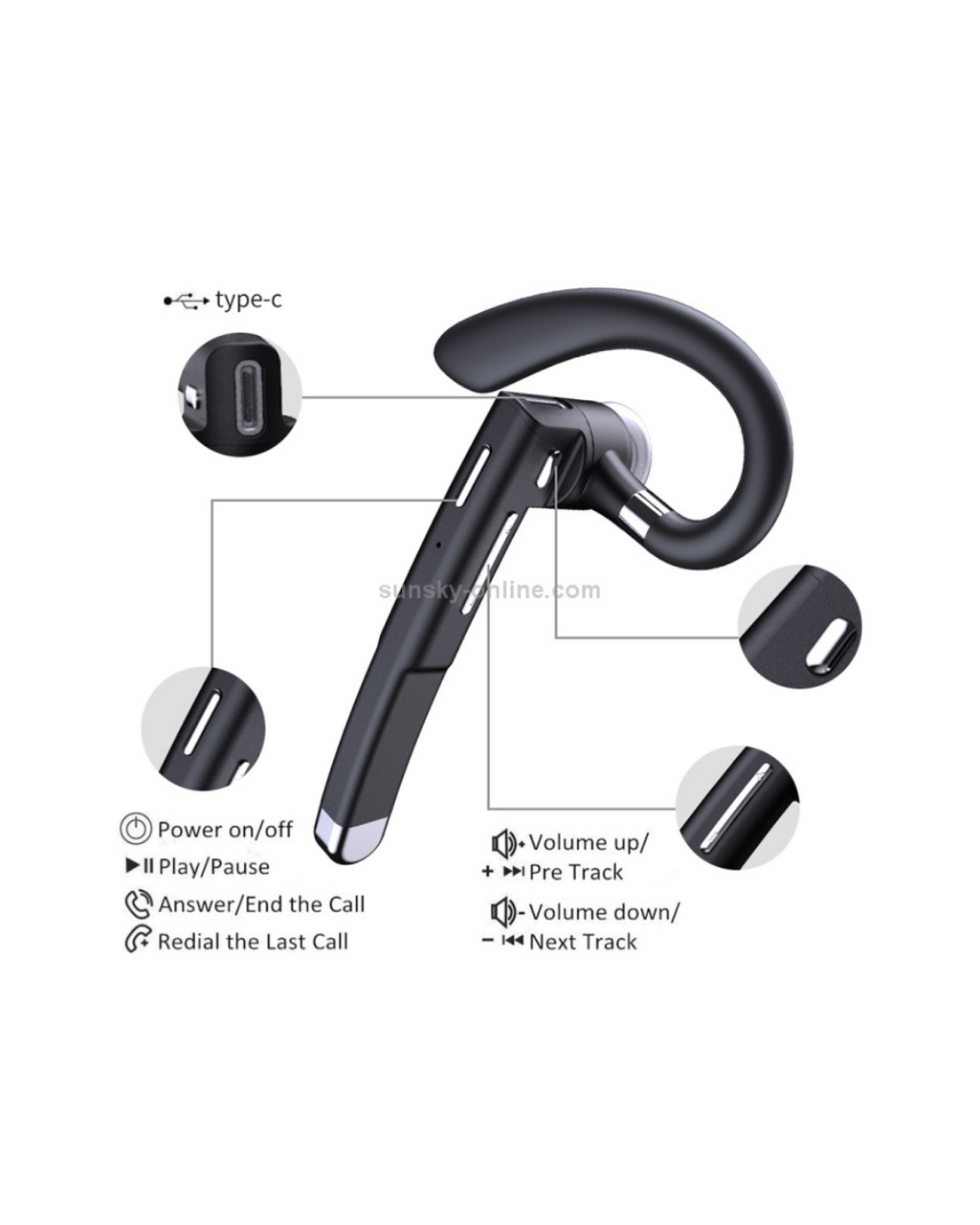 Kufje mbi vesh me mikrofon, Bluetooth 5.1, Grep veshi që rrotullohet 180°